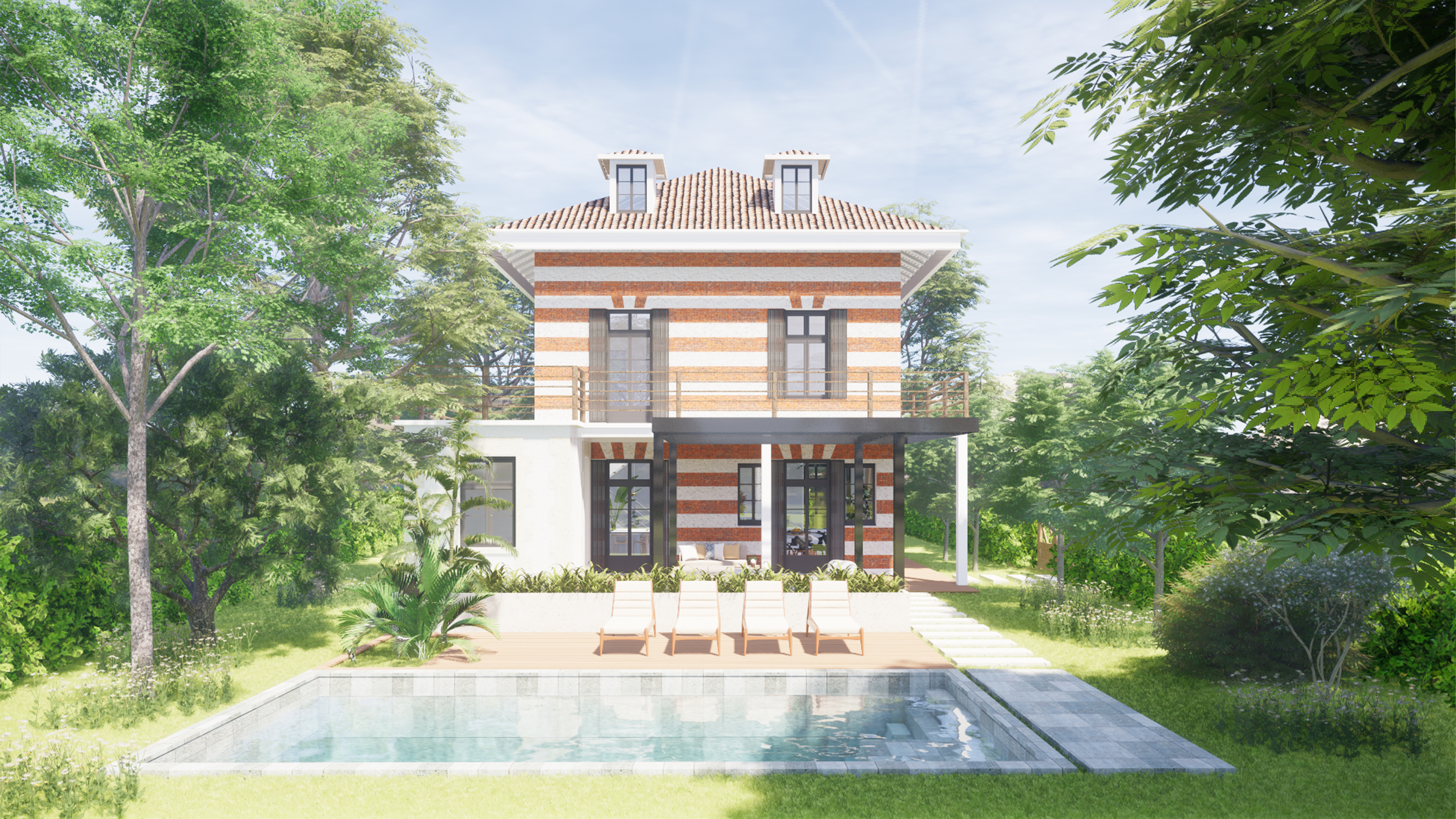Rénovation complète d'une bâtisse de 220m2 avec son extérieur - Arcachon Ville de Printemps - Projet O - Etude de Projet
